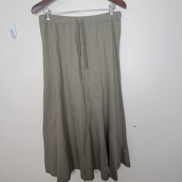 J. JILL Maxi Ponte Knit Olive Drawstring Skirt Small - Picture 1 of 3